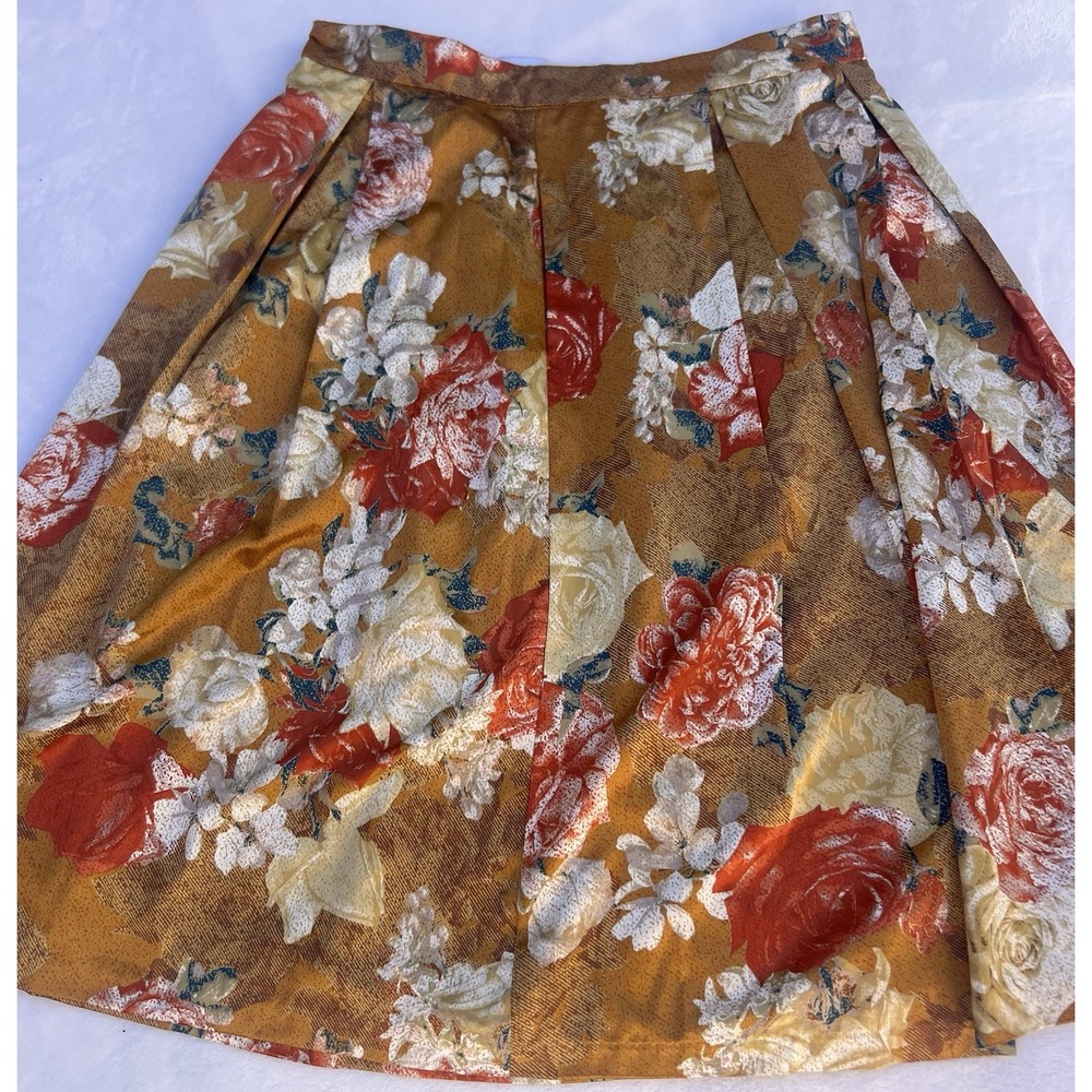 Tahari Skirt Womens Size 12 Floral Print Inverted Pleat Lined Graphic Peony